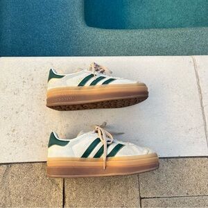 Adidas platform gazelle Cream and Green Casual Shoes